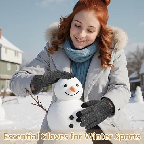 HRUTANE Womens Winter Gloves Cold Weather Warm Knit Touchscreen Fingers Elastic Cuff Soft Lining Thermal Dual Layer Glove thumbnail 6
