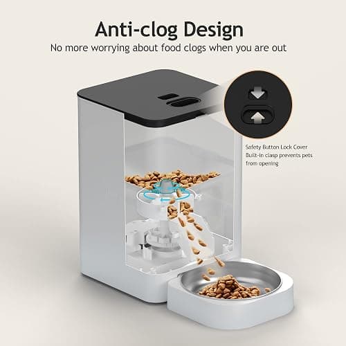 VOLUAS Automatic Cat Feeders - Timed Pet Feeder for Cats and Dogs with Dry Food Dispenser, Desiccant Bag, Programmable Portion Control, 4 Daily Meals, 10s Voice Recorder thumbnail 3