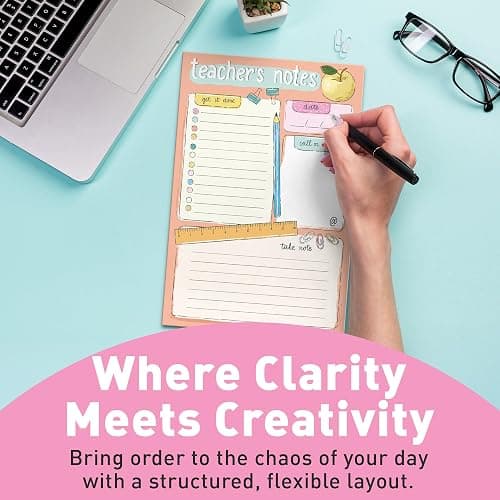 Sweetzer & Orange Teacher Planner Pad – Weekly Undated Lesson Planner for Teachers – 60 Tear-Off Sheets – 9” x 6” Compact Desk Notepad with Notes and Contact Section – Stylish Peach Border thumbnail 7