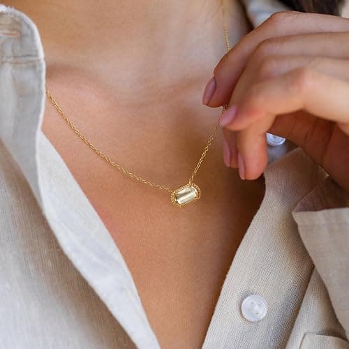 A Golden Cloud Birthstone Necklace for Women 14k Gold Plated Preppy Oval Stone Necklaces Trendy Zircon Pendant Necklaces Birthday Gifts for Women Mom Wife Friends thumbnail 3