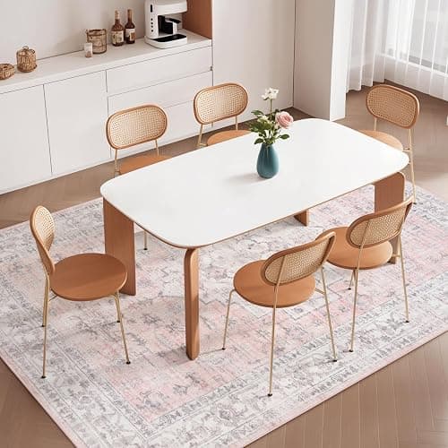 LIVEBOX Pink 6x9 Area Rug for Bedroom Girls, Boho Washable Rugs for Living Room Nursery, Non-Slip Indoor Soft Carpet Low-Pile Farmhouse Carpets for Dining Room Kids Playroom, Pink thumbnail 4