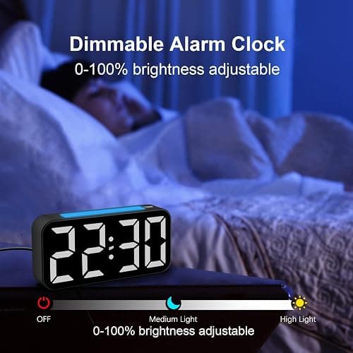 Topski Loud Alarm Clocks for Bedrooms Heavy Sleepers, Digital Clock with Night Light, Large Display, Dual Alarm, Snooze, Dimmable Bedside Alarm Clock for Kids Teens Boys Girls thumbnail 5