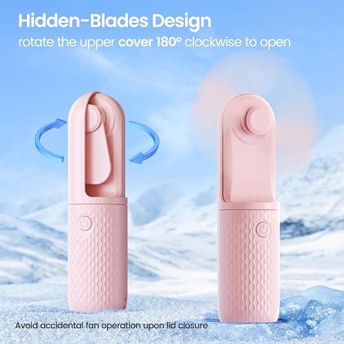 Handheld Mini Fan, Rechargeable Battery Operated small Portable Fan Up to 15 Working Hours, Powerful Safety Design Pocket Fans for Travel/Outdoor/Concert/Beach/Make-up, Gifts for Mom, Teens, Pink thumbnail 2