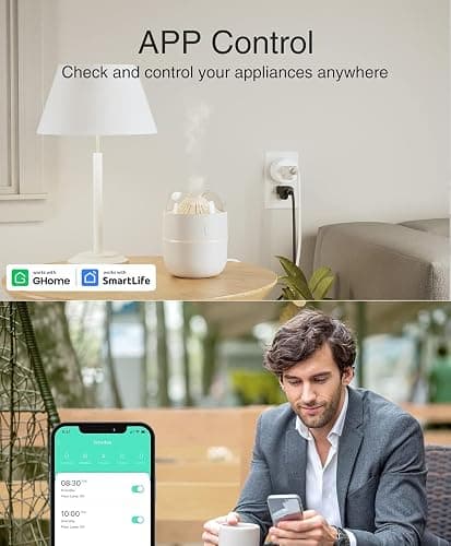 GHome Smart Plug Mini, WiFi Smart Outlet Plug Works with Alexa and Google Home, Timer Outlet with APP Control, 2.4GHz Network Only, No Hub Required, ETL FCC Listed (4 Pack), White thumbnail 4