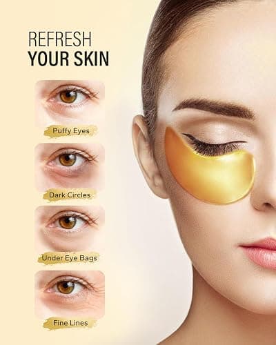 Maskiss 24k Gold Under Eye Patches (50 Pairs), eye mask, Collagen Skin Care Products, Eye Patches for Puffy Eyes, eye masks for dark circles and puffiness thumbnail 2