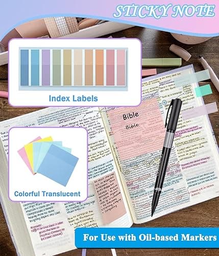 Bible Study Supplies Journaling Kit With Tabs, Highlighter, Notebook and Pen Case - Annotation Kit, Study Group Essentials Accessories Set for Women, Students, Beginner Christian Gifts thumbnail 6
