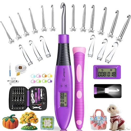 Counting Crochet Hook Set with Light & Counter -18 Size Light up Crochet Hooks - Ergonomic for Arthritic Hands, Digital Stitch & Row Counter - Interchangeable Hooks Kit - Perfect Gift - Image 1