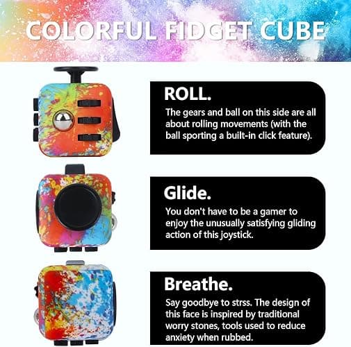 ZCOINS Fidget Cube with 6 Sides Stress Relief Fiddle Toys Fidget Toys for Adults and Teens -Colorful thumbnail 3