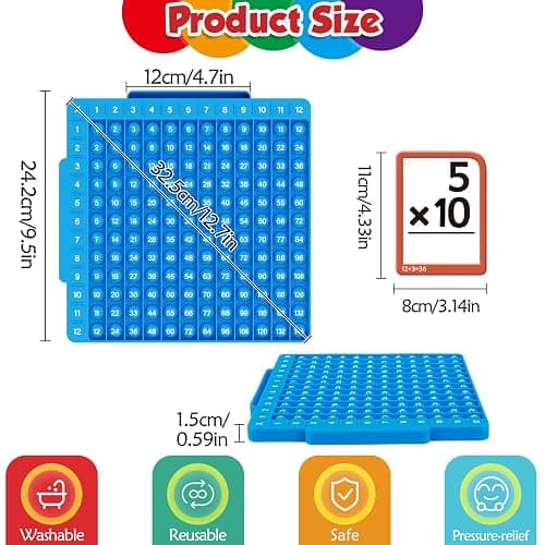 Torlam Math Flash Cards + Math Board, Multiplication Flash Card Times Table Chart, Math Manipulatives Division, Addition, Subtraction Math Games Toys for Kids, 1st, 2nd, 3rd, 4th, 5th, 6th Grade thumbnail 2