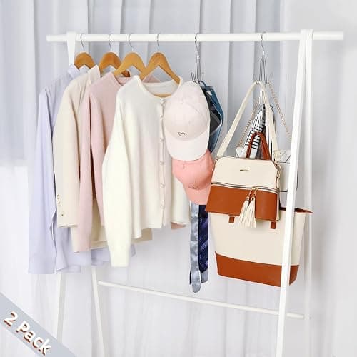 TOPIA HANGER Purse Hanger Organizer for Closet, 2-Pack Handbag Organizer Hanger, 360°Swivel Metal Purse Hooks, Bag Rack, Belt Organizer, Tie Rack, Scarf Hanger, Bag Storage Organizer, Silver thumbnail 2