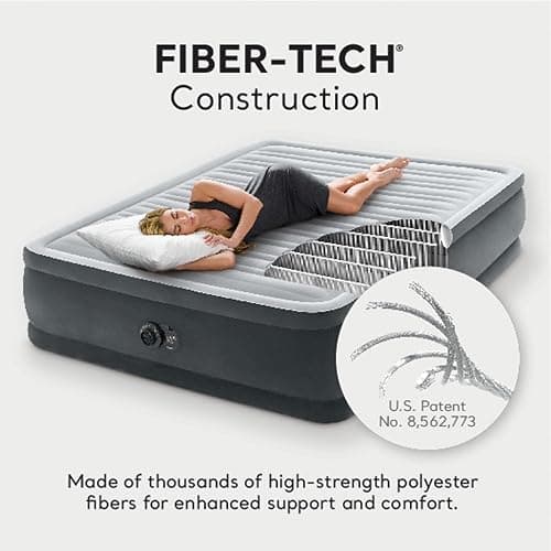 Intex Dura-Beam Deluxe Comfort-Plush Elevated: Fiber-Tech – Queen Size – Built-in Electric Pump – 18in Bed Height – 600lb Weight Capacity thumbnail 5