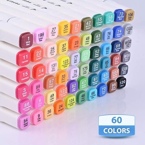 Dabo&Shobo 60 Colors Drawing Markers, Dual Tip Markers, Fine & Chisel Coloring Marker for Adult Coloring And Sketching thumbnail 6