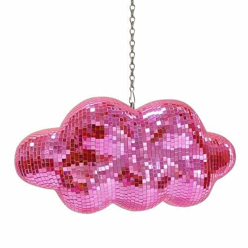 Pink Disco Ball Cloud Shaped, Hanging Disco Home Decor for Party,Room,Home, Retro Reflective Mirror Ball with Chain, Disco Ornaments, Design Patent - Image 1