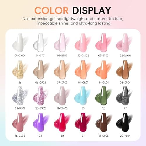 PEACECOLOR 52Pcs Poly Nail Gel Kit with Drill and U V Light 24 Colors Poly Nail Extension Gel with Cat Eye Nail Polish Glossy Matte Top Coat Nail Rhinestones Starter Kit Home Salon DIY Gifts for Women thumbnail 6