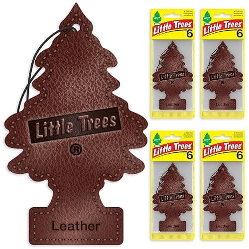 LITTLE TREES Car Air Freshener | Hanging Tree Provides Long Lasting Scent for Auto and Home | Leather, 24 Air Fresheners thumbnail 2