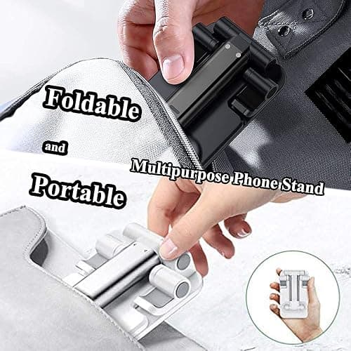 Meetuo 2 Pcs Cell Phone Stand for Desk Adjustable Desktop Phone Holder | Adjustable Angle Height, Fully Foldable&Portable, Compatible with iPhone 17/16/15/14/13/12/Smartphones thumbnail 8