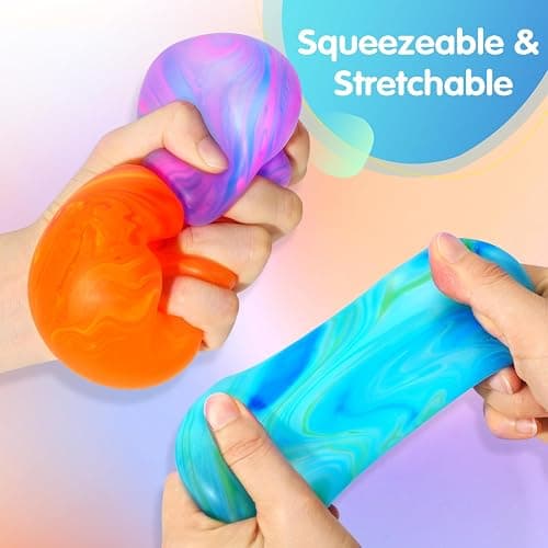 Fidget Toys Squishy Stress Cube, Swirl Stress Balls for Kids Adults Squishies Stress Relief, Ice Squishy Cube Sugar Balls, Sensory Toys for Kids with Autism (Green+Purple+Orange) thumbnail 3
