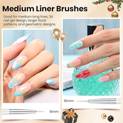 Beetles Nail Art Brushes 25pcs - Confetti Pens Daul Ended Dotting Tools & 5pcs Nail Art Liner Brushes Set Painting thumbnail 9