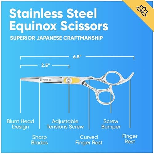 Equinox Professional Razor Edge Series Barber Hair Cutting Scissors - Japanese Stainless Steel Salon Scissors - 6.5” Overall Length - Fine Adjustment Tension Screw - Premium Shears for Hair Cutting thumbnail 2