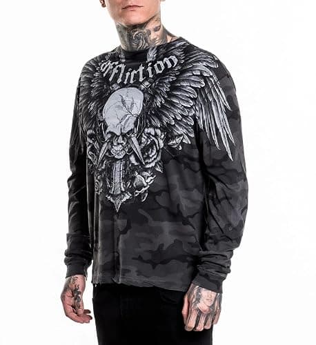 Affliction Men's Long Sleeve T-Shirt, Skull Wing Design, Graphic Print thumbnail 5