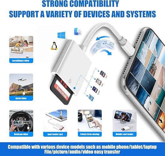 USB C SD Memory Card Reader, Type C Camera Adapter Trail Viewer for iPhone 17/ iPhone 16/15/ iPad MacBook/Air/Pro iMac/Samsung Galaxy Android thumbnail 3