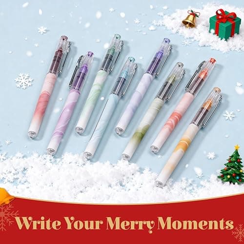 WRITECH Liquid Ink Rollerball Pens: Multi Colored 0.5mm Extra Fine Point Tip Rolling Roller Ball Pen 8ct Assorted Colors for Journaling Smooth Writing Note Taking No Bleed & Smudge & Smear thumbnail 3