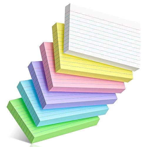 300 Count Colored Index Cards 3 x 5 Inch Ruled Index Cards, Flash Cards College Ruled for School, College, Office and Home Organization, Durable Study To Do List Note Cards with Ruled Lines - Image 1