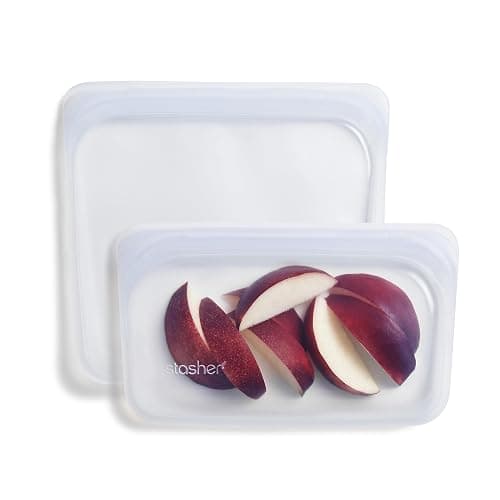 Stasher Premium Silicone Reusable Food Storage Bags, 2-Pack, Clear, Multi-Use Food Storage Bags, Lunch Bag, Travel Containers, BPA Free, Leak-free, Dishwasher-Safe, Eco-friendly - Image 1
