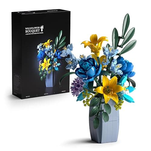 Nifeliz Wildflower Bouquet with Vase Model Toy, Botanical Building Set for Adults, Flower Arrangement for Home or Office Decor, Nature-Inspired Gift for Floral Enthusiasts (902 PCS, NF10337) - Image 1