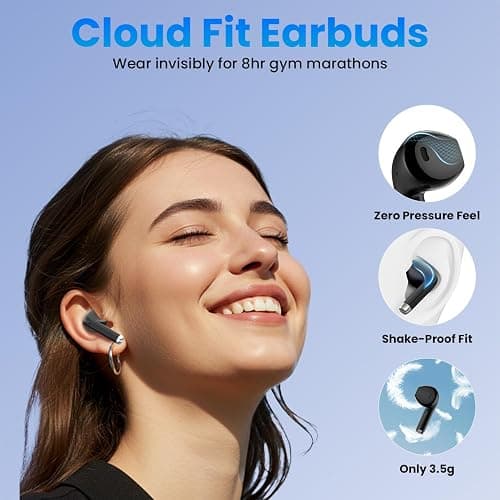 Haqquio Wireless Earbuds, Bluetooth Headphones with Deep Bass Stereo, 48H Playback Ear Buds with LED Power Display, Lightweight, IPX7, in-Ear Earphones with Mic for iPhone/Android/iPad, Black thumbnail 4