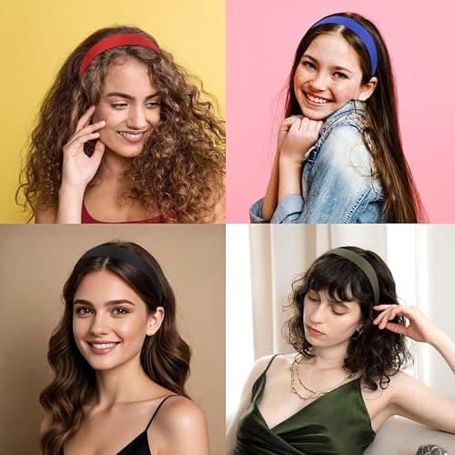 Wecoe 10 Pack Satin Headbands 1.3 Inch Wide Red Black Green Purple Brown Blue Headband Women Girls Non Slip Fashion Hair Bands Diy Costume Hair Accessories Women Girls Diademas Coreanas Para Mujer thumbnail 2