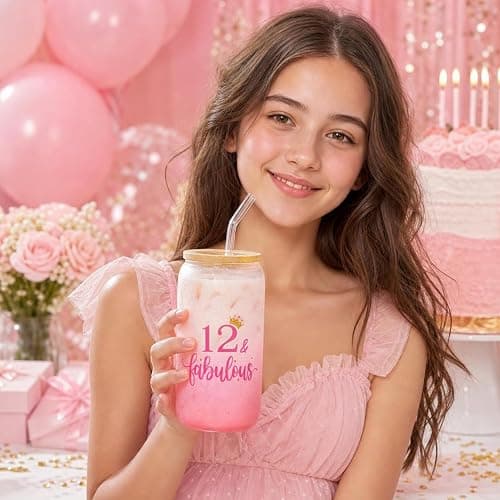 Nwvuop 12th Birthdays Gift for Girls 12 Year Old Girls Birthday Gifts Birthday Glass Cup 16oz. thumbnail 6