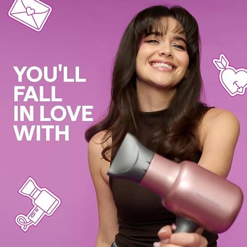 Wavytalk Hair Dryer with Diffuser, Blown Away Ionic Blow Dryer for Curly Hair with Comb, 1875W Fast Drying Hair Dryer with Ceramic Technology, 3 Attachments for All Hair Types, Light and Quiet, Pink thumbnail 2