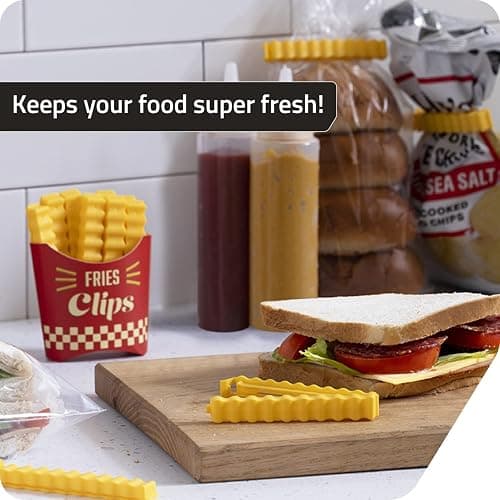 Peleg Design: 12 Cute French-Fries-Shaped Bag Clips to Seal Food Packages | Fun Magnetic Box for Easy Access | Cute Kitchen Accessories thumbnail 2