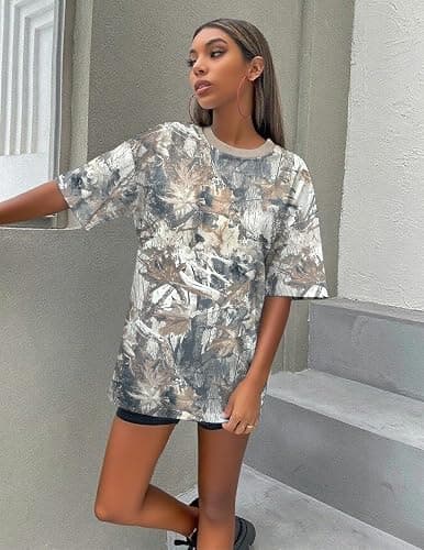UOUA Women Oversized Graphic T-Shirt Casual Cotton Tees Printed Summer Tops thumbnail 3