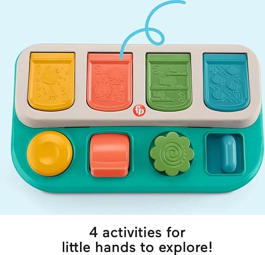 Fisher-Price Baby Early Learning Toy with Fine Motor Activities for Cause-and-Effect Play, Busy Buddies Pop-Up thumbnail 5