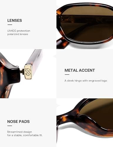 SOJOS Retro Rechteckige Polarisierte Sonnenbrille Damen Herren Schmale Hexagonal Trendy Y2K Brille UV400 Schutz Geeignet für Breite Gesichter, SJ2629 thumbnail 4