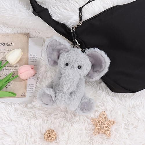 Apricot Lamb Cute Toys Plush Gray Elephant Stuffed Animal Soft Keychain for Kids Bag, Purse, Backpack, Handbag thumbnail 4