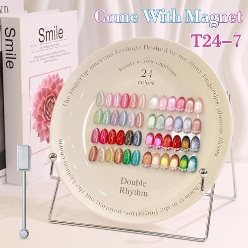 Double Rhythm 28Pcs 0.5Oz Cat Eye Gel Nail Polish Set Same Color Same Bottle Magnetic Gel Polish Kit Nail Art Manicure Salon DIY at Home (Silver Gold Red Black-T24-7) thumbnail 4