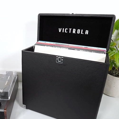 Victrola Collector – Record Storage Case – Holds 30+ Vinyl Turntable Records, Heavy-Duty Hardware, Hinges, & Smart Metal Corners, Portable with Easy-Carry Handle (Turquoise) thumbnail 2