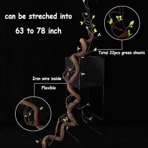 CONGZHANHH Bendable 63in Artificial Tree Twigs Cane Wood Vine Branches Fake Plants Trunk Garland with Leaves for Home Wedding Garden Wall Hanging Mantel Christmas Thanksgiving Day Decoration thumbnail 3