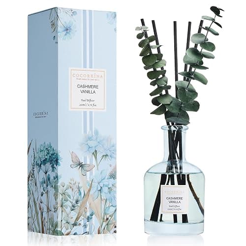 COCORRÍNA Cashmere Vanilla Reed Diffuser – 6.76 oz Essential Oil with 8 Reeds & Real Eucalyptus Sticks, Home Fragrance for Bedroom or Bathroom Décor - Image 1