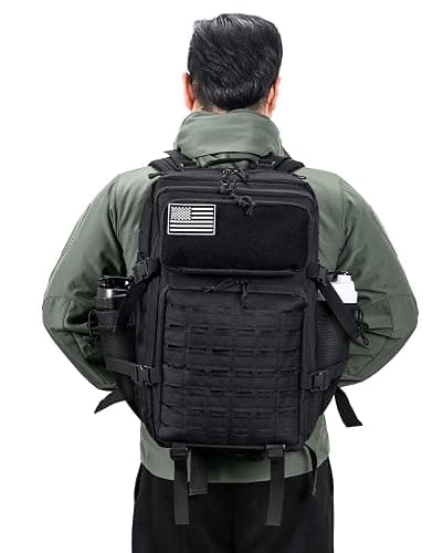 QT&QY 25L/45L Grande capacité Sacs à dos tactiques militaires pour hommes Sac de jour Molle sac à dos de fitness Sac à dos de randonnée avec porte-bouteille thumbnail 4