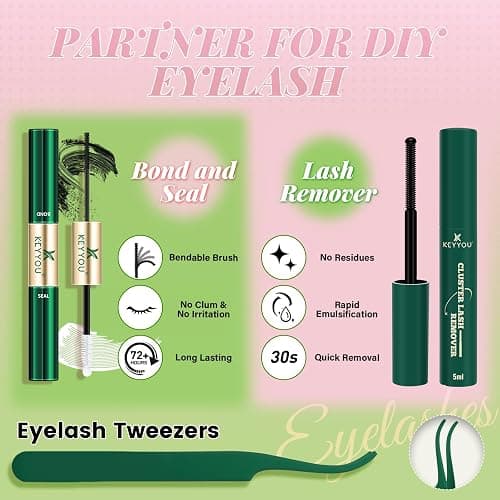 KEYYOU Natural Lash Clusters Kit Aurora Wispy Lash Extension Kit C Curl | Untra-Thin 0.03mm Clear Band,Poke-Free Comfort, Featherlight Fibers, Seamless Mascara Look,Eyelash extension Kit,8-16mm thumbnail 6