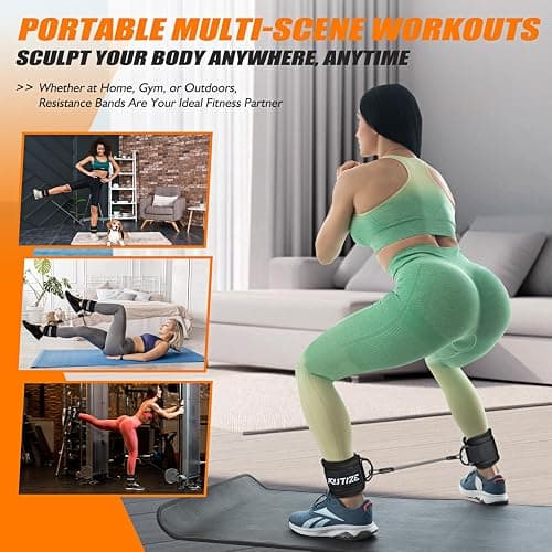 KUTIZE Ankle Resistance Bands with Cuffs for Women & Men - 3-Level Adjustable Leg & Glute Workout Equipment, Portable Home Gym Exercise Bands for Kickbacks, Hip Thrusts, Yoga, Strength Training thumbnail 7