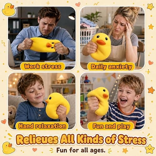 Duck Squishy Squeeze Toy, Jumbo Squishy Duck Stress Relief Toy for Kids & Adults, Dough Ball, Sensory Toys, Animal Squeeze Stress Balls Fidget Toys for Anxiety Relief, Squishies for Autism ADD/ADHD thumbnail 6