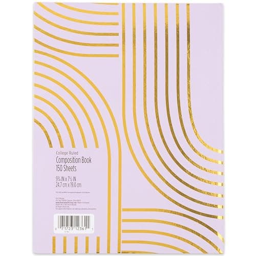 Five Star Composition Notebook, College Ruled, 9-3/4" x 7-1/2", 80 Sheets, Hardcover, Metallic Gold Arches (850111F-AMZ) - Metallic Gold Arches thumbnail 5