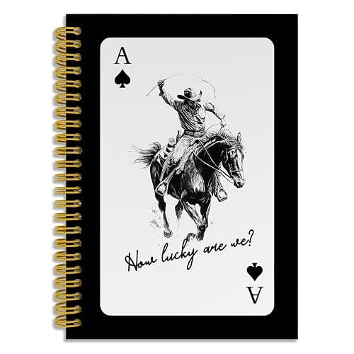 LUKIPOM Vintage Western Cowboy Notebook Journal, Cowboys Gifts for Men, Now Lucky Are We Spiral Notebook 5.5x8.3, Western Rodeo Cowboy Journal for Office School Supplies - Image 1
