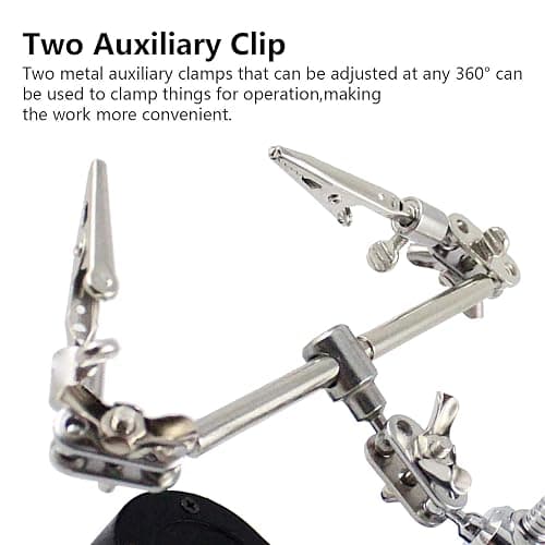 3.5X12X Helping Hands Soldering Station with LED Light & Alligator Clips - Magnifier Stand for Welding PCB Repair Jewelry Craft Hobby Model Building Watch Repair thumbnail 5