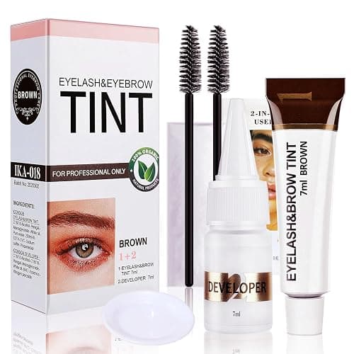 Lash Color Kit, Instant Eyebrow & Eyelash Color Kit with Natural Ingredients, Lasting for 4 Weeks Home DIY Coloring, Safe & Easy for Beginner 7ml-Brown - Image 1